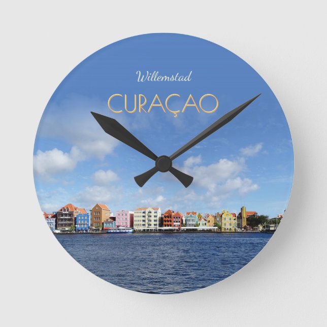 Curaçao Skyline Clock Rund Klocka (Framsida)
