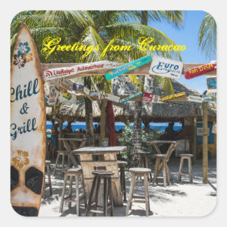 Curaçao strand fyrkantigt klistermärke