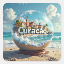 Curaçao strand kust glob fyrkantigt klistermärke