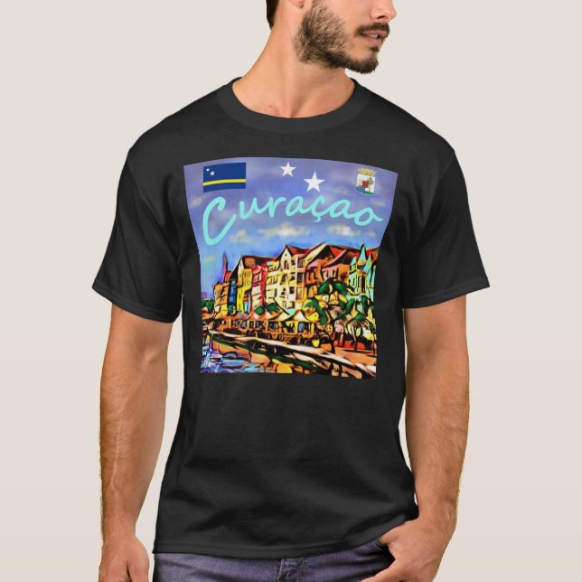 Curacao Travel Poster T Shirt (Framsida)