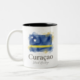 Curaçao Vattenfärg Flagga | Karibiskt Kulturarv Två-Tonad Mugg