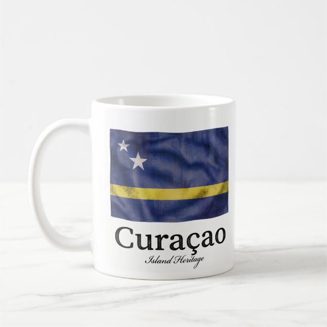 Curaçao Vintage Flag | Karibiskt kulturarv Kaffemugg (Vänster)