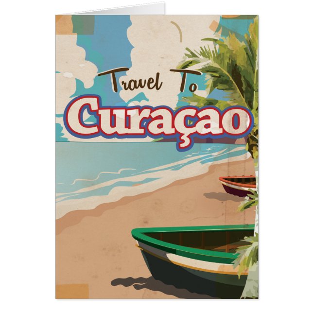 Curaçao vintage resor poster konst. hälsningskort (Framsidan)