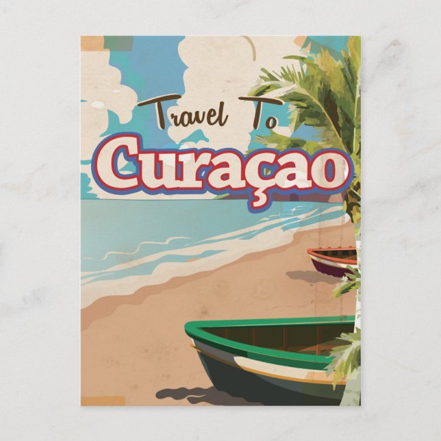 Curaçao vintage resor poster konst. vykort (Framsida)