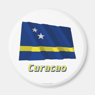 Curacao Wave Flagga med Namn Magnet