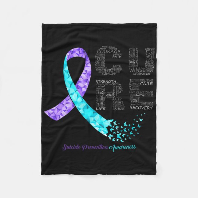 Cure Blue Lila Ribbon Suicide Prevention Awarene Fleecefilt (Framsidan)