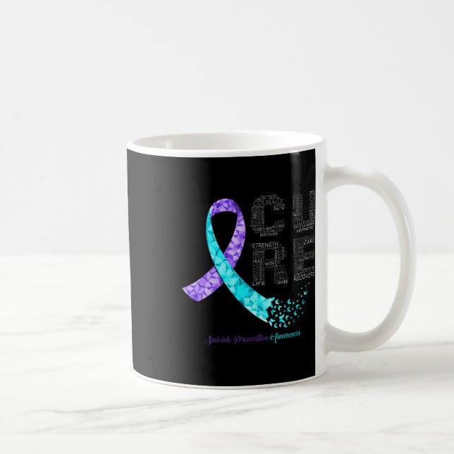 Cure Blue Lila Ribbon Suicide Prevention Awarene Kaffemugg (Höger)