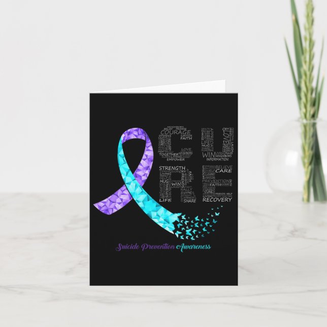 Cure Blue Lila Ribbon Suicide Prevention Awarene Kort (Framsida)