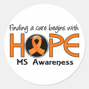 Cure börjar med Hope 5 MS Runt Klistermärke