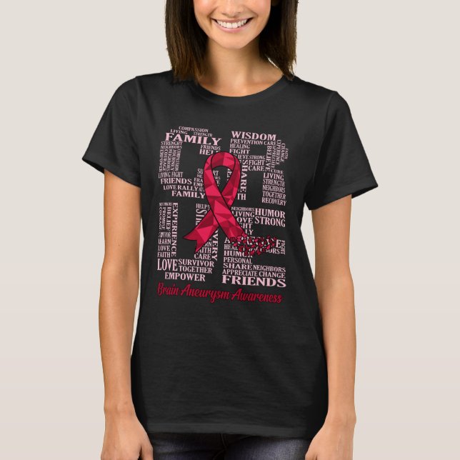 Cure Brain Aneurysm Awareness Ribbon Month Support T Shirt (Framsida)