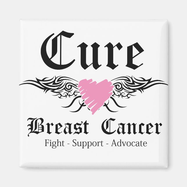 Cure Breast Cancer Tattoo Vingar Magnet (Framsidan)