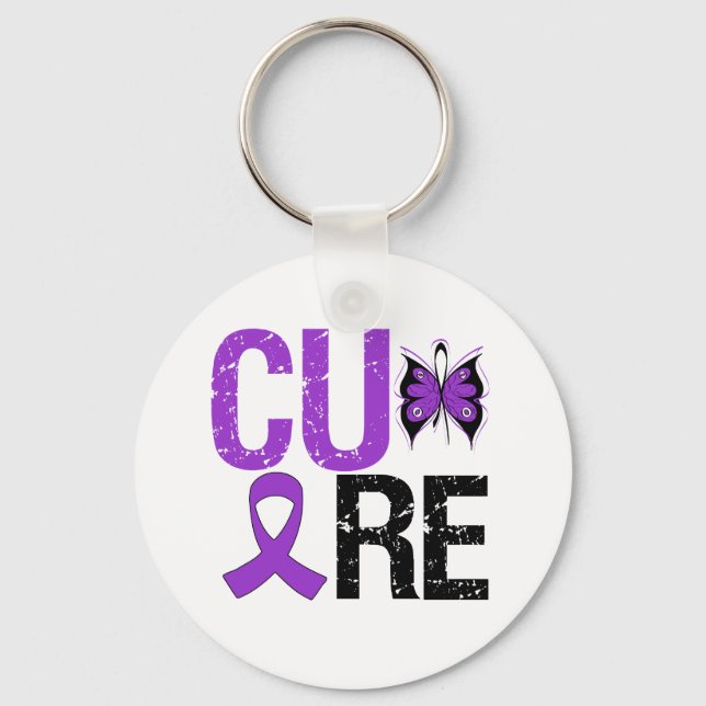 CURE Butterfly Ribbon Alzheimers sjukdom Nyckelring (Framsida)