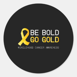 Cure Childature Cancer Awareness Golden Ribbon för Runt Klistermärke