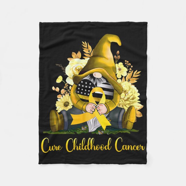 Cure Childhood Cancer Awareness Guld Band Gnome  Fleecefilt (Framsidan)