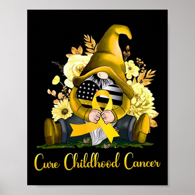 Cure Childhood Cancer Awareness Guld Band Gnome  Poster (Framsidan)