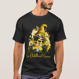 Cure Childhood Cancer Awareness Guld Band Gnome  T Shirt