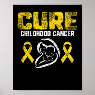 Cure Children Cancer Guld Ribbon Support Mamma awa Poster