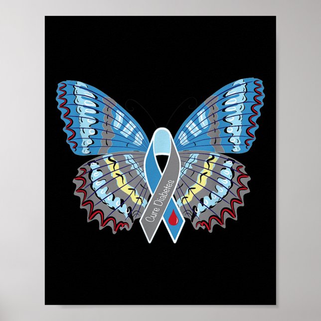Cure Diabetes Awareness Butterfly Poster (Framsidan)