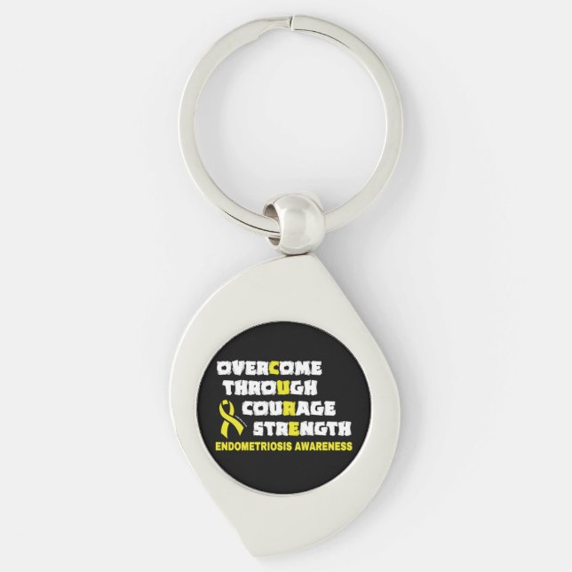 CURE...Endometriosis Keychain Swirl Silverfärgad Nyckelring (Framsidan)