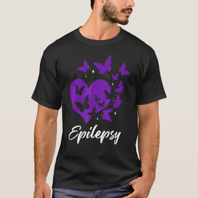 Cure Epilepsy Awareness Day Warrior Butterfly Purp T Shirt (Framsida)