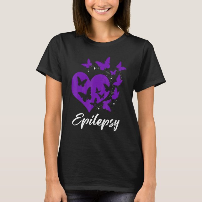 Cure Epilepsy Awareness Day Warrior Butterfly Purp T Shirt (Framsida)