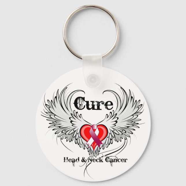 Cure Head Nacke Cancer Heart Tattoo Vingar Nyckelring (Framsida)