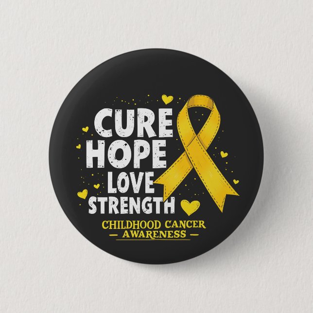 Cure Hope Kärlek Strenght Childature Cancer Awaren Knapp (Framsida)