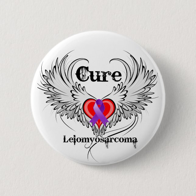 Cure Leiomyosarcoma Heart Tattoo Vingar Knapp (Framsida)