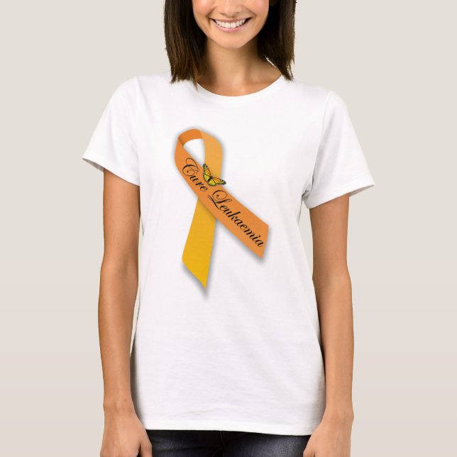 Cure Leukemia Orange Ribbon Butterfly Shirt Tröja (Framsida)