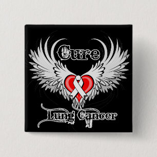 Cure Lung Cancer Heart Tattoo Vingar Knapp