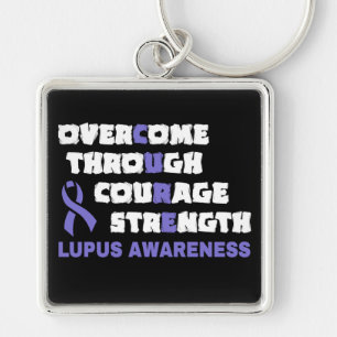 CURE...Lupus Fyrkantig Silverfärgad Nyckelring