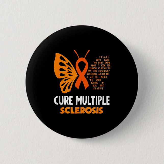 Cure Multipel Skleros Medvetenhet Fjäril Ms Awa Knapp (Framsida)