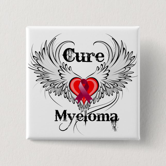 Cure Myeloma Heart Tattoo Vingar Knapp (Framsida)