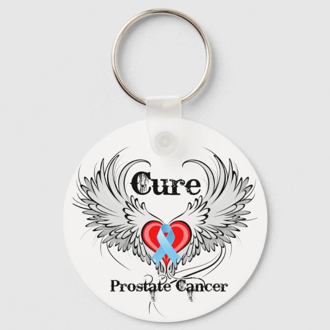 Cure Prostate Cancer Heart Tattoo Vingar Nyckelring (Framsida)
