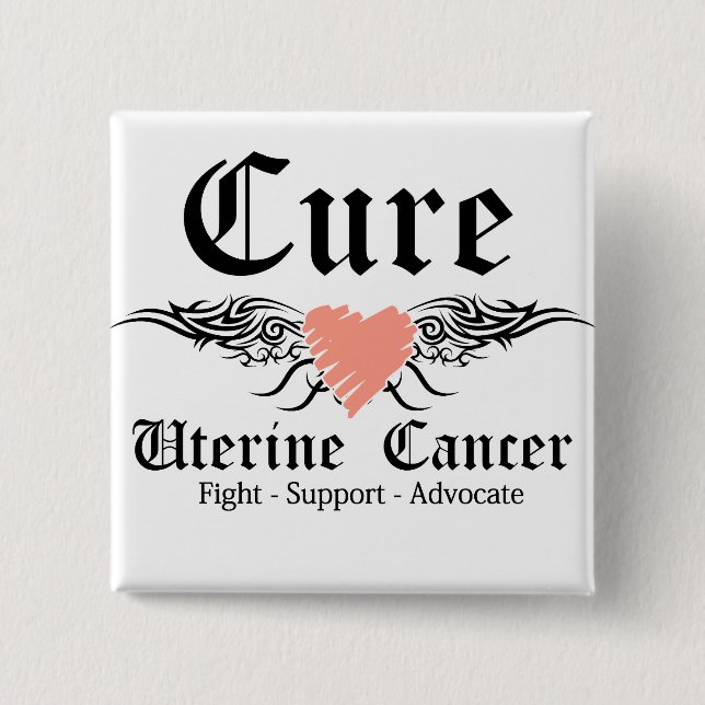 Cure Uterine Cancer Tattoo Vingar Knapp (Framsida)