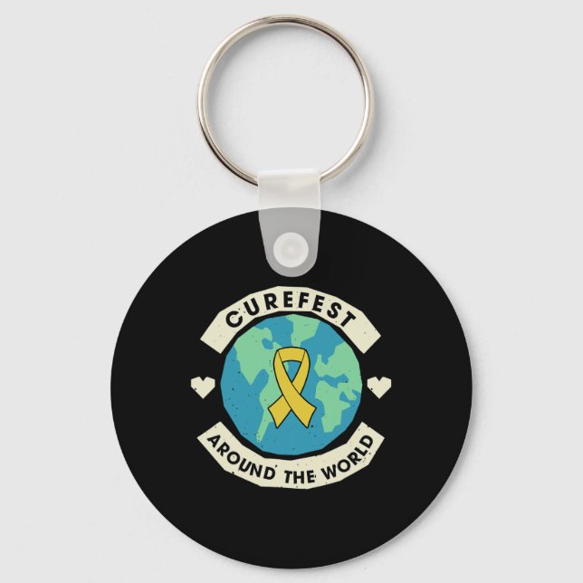 Curefest Värld runt Cancer Awarene Nyckelring (Framsida)