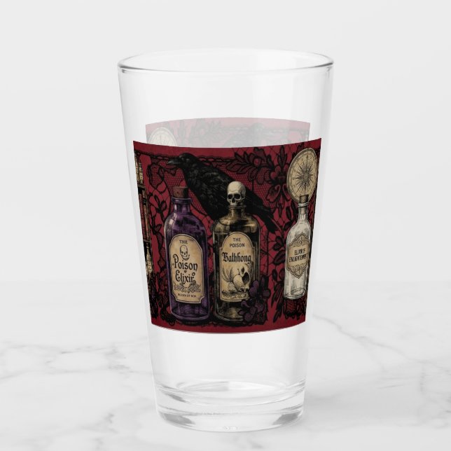 Curiious Elixirs And Raven Vattenflaska 18 oz.  Glaskopp (Framsida)