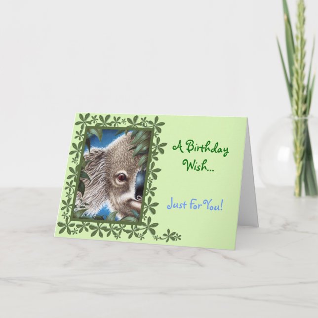 Curios Koala Birthday Card Kort (Framsida)