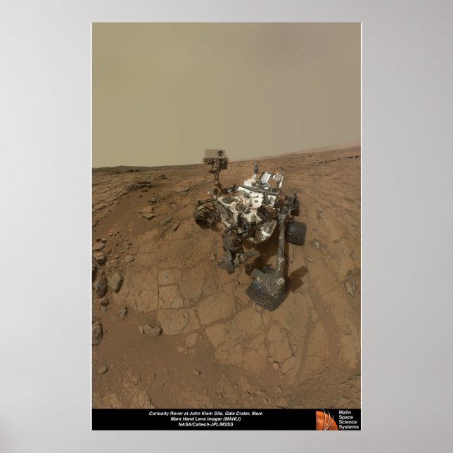 Curiosity Rover på John Klein Site Poster (Framsidan)