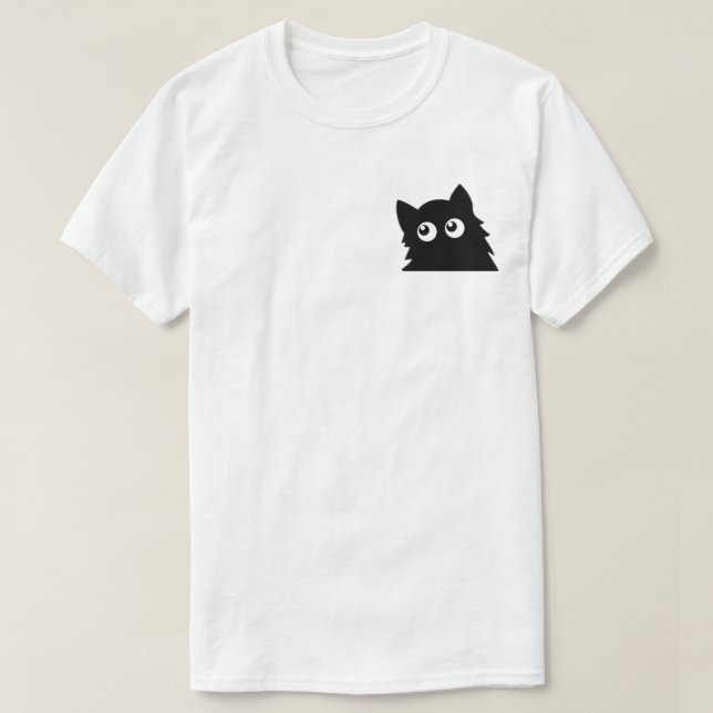 Curious Black Cat Cute Minimal Cat Design T Shirt (Design framsida)