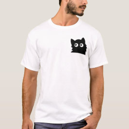 Curious Black Cat Cute Minimal Cat Design T Shirt