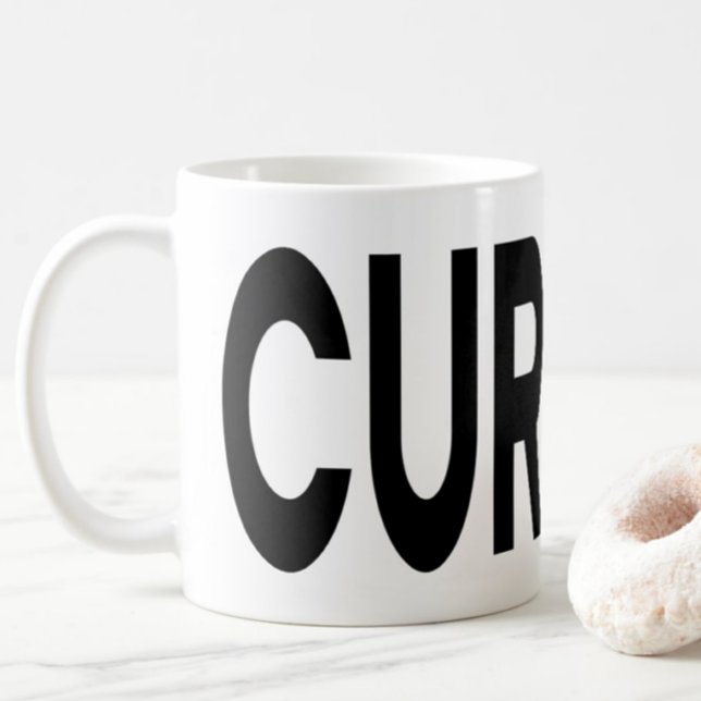 CURIOUS Black Typography Kaffemugg (Skapare uppladdad)