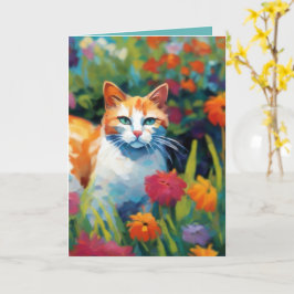 Curious Cat In the Garden Greetings Card Kort