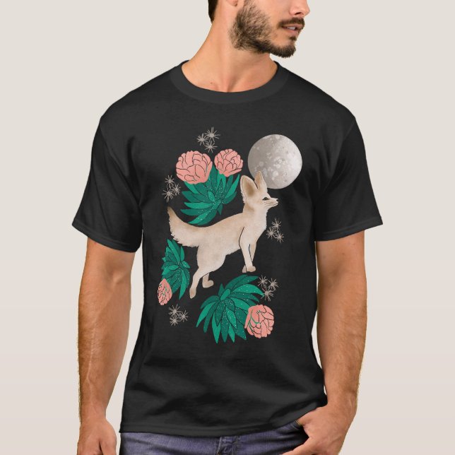 Curious Cute Fennec Fox T Shirt (Framsida)