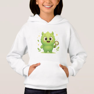 Curious Explorer Monster Kids Hoodie — Cute Green T Shirt