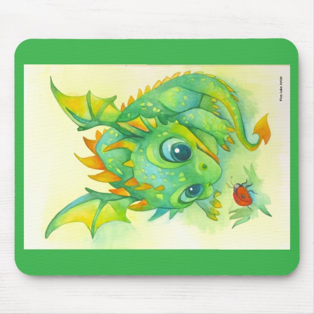 Curious Green Dragon Mouse Pad Musmatta (Framsidan)