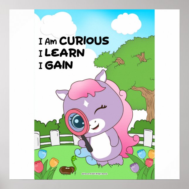 Curious I learn I gain Wall art Poster (Framsidan)