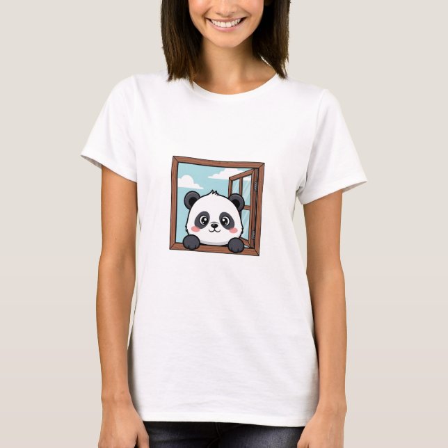 Curious Peeking Panda T Shirt (Framsida)