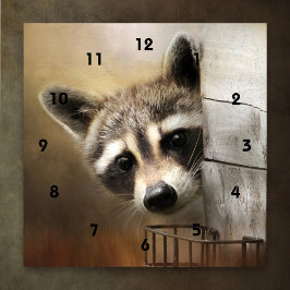 Curious Raccoon Wall Clock Stor Klocka