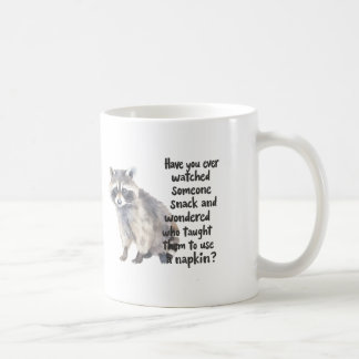 Curious Raccoon with Funny Snacking Quote Art Prin Kaffemugg
